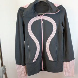 Lululemon Gray/Pink In Stride Zip-Up Hoodie 8